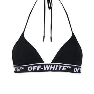 Off White Logo Tape Bikini Top
